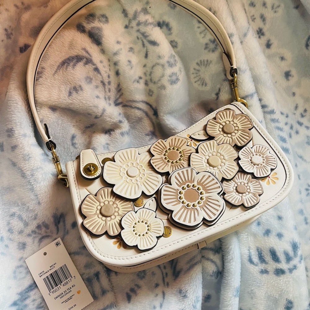 Coach White Floral Shoulder Bag
